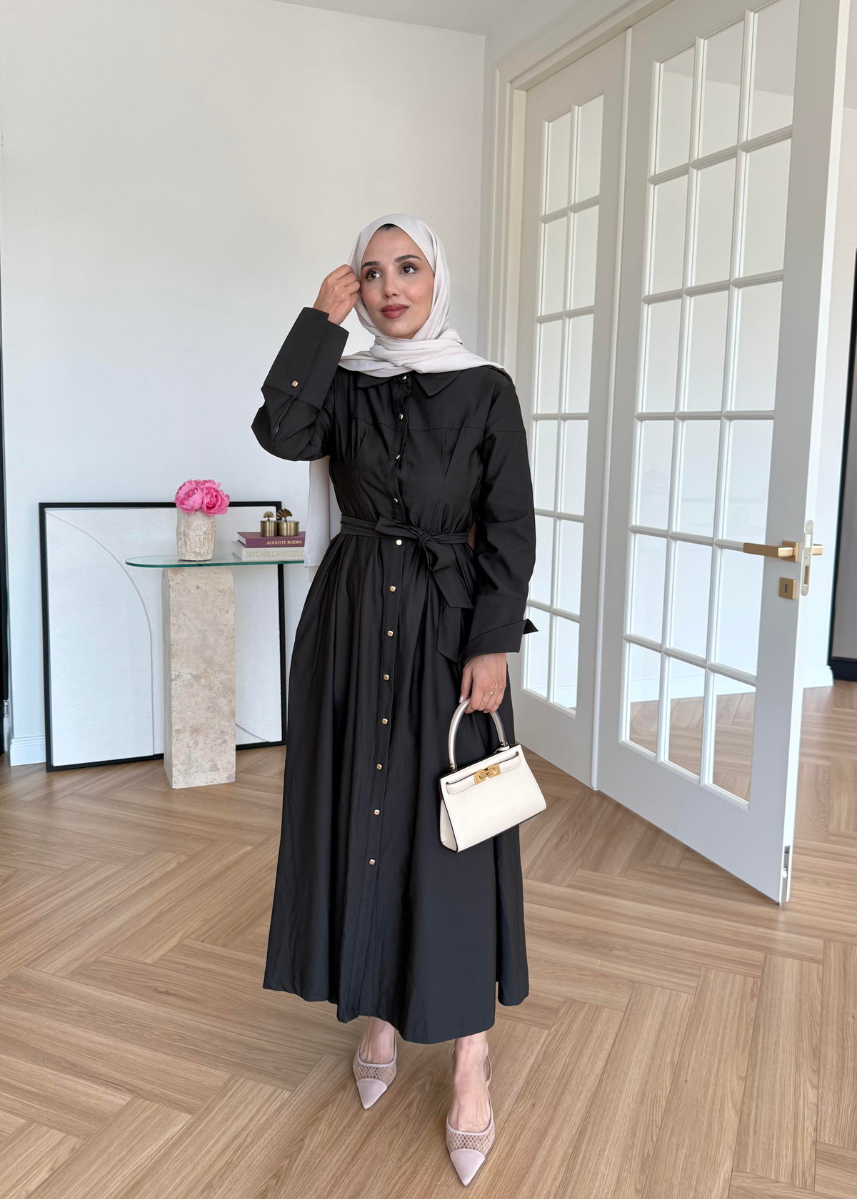 Dean Gold Düğmeli Elbise Siyah