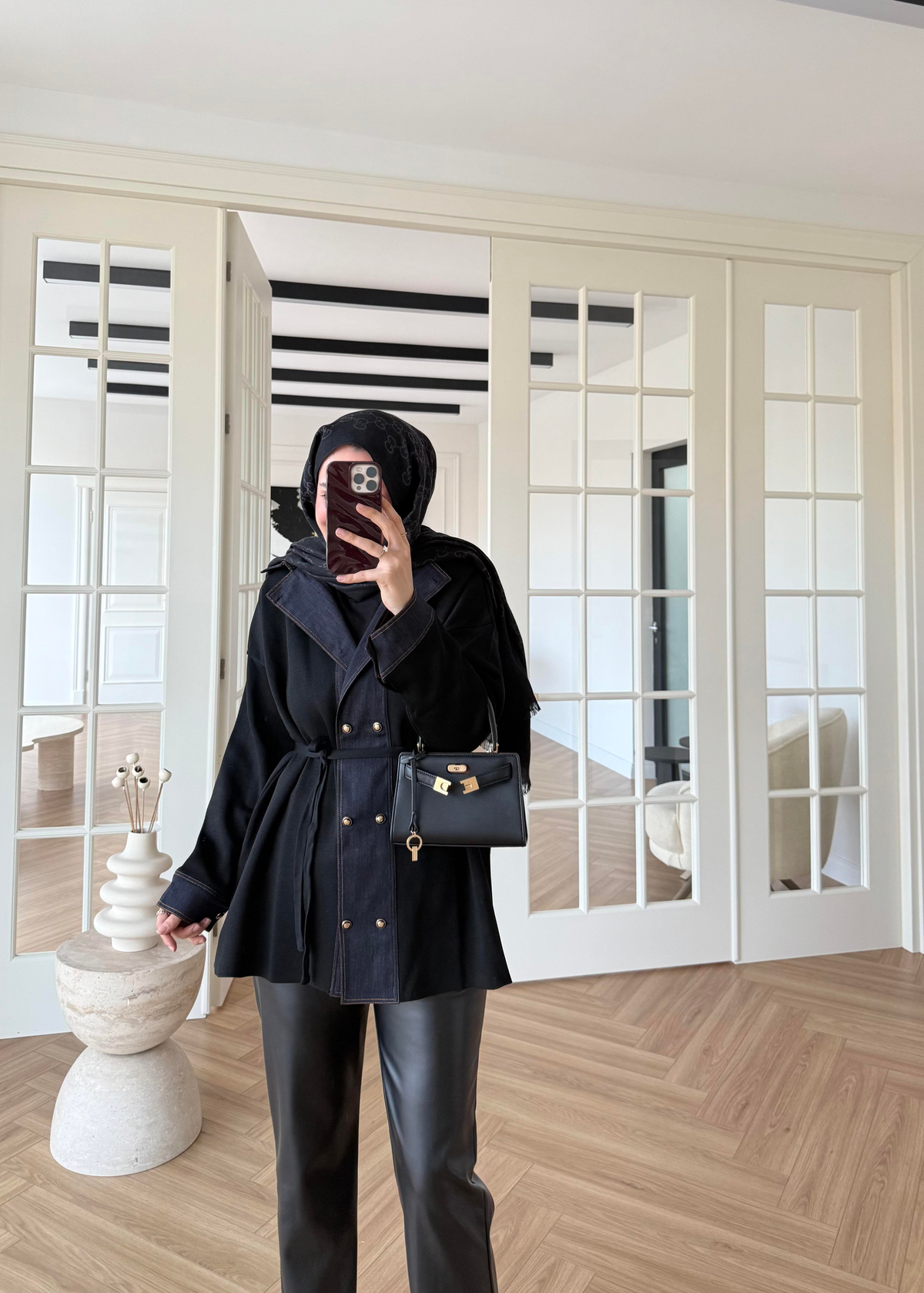 Denim Garnili Çelik Örme Hırka Siyah