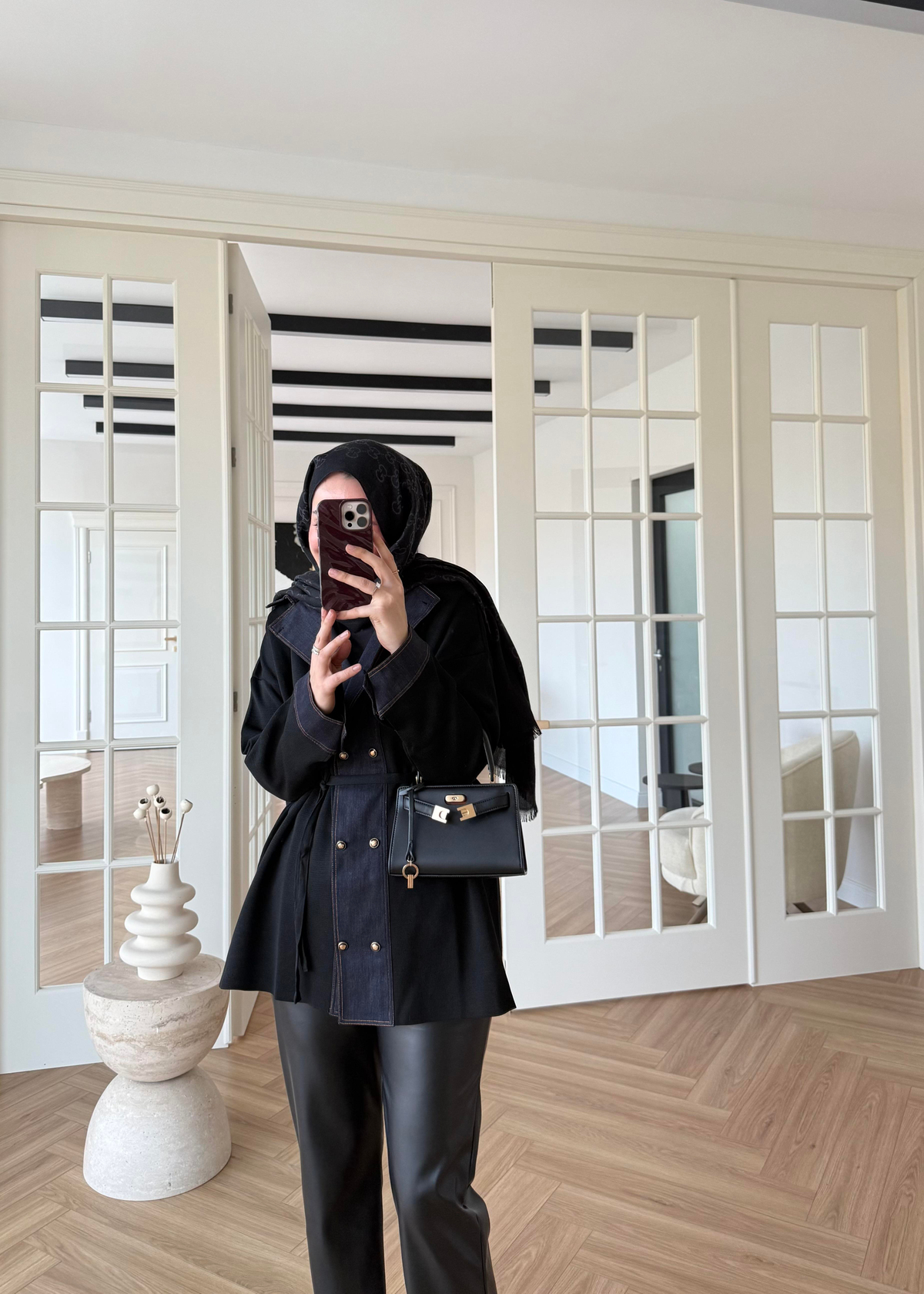 Denim Garnili Çelik Örme Hırka Siyah