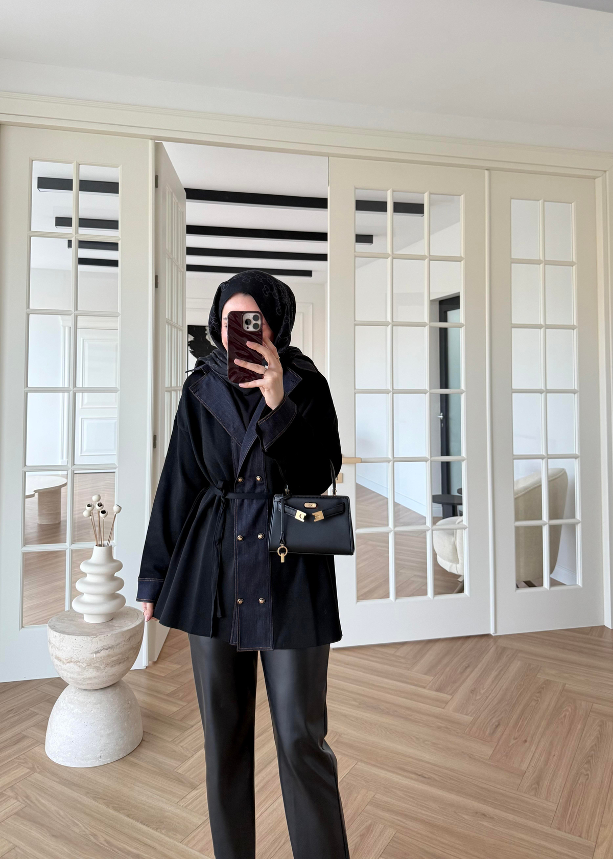 Denim Garnili Çelik Örme Hırka Siyah