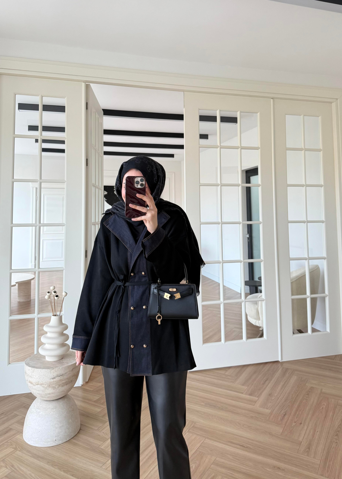 Denim Garnili Çelik Örme Hırka Siyah