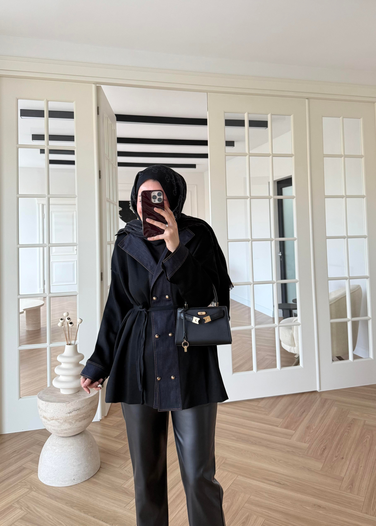 Denim Garnili Çelik Örme Hırka Siyah