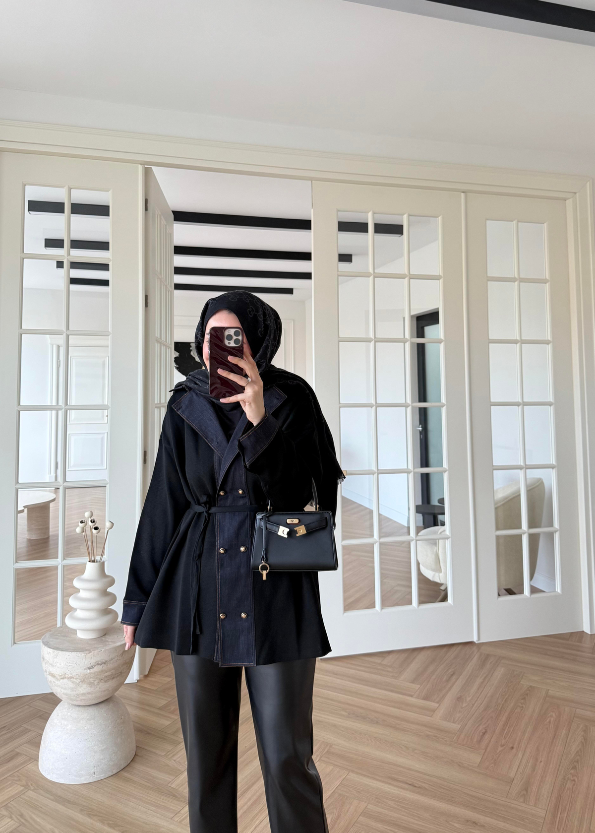 Denim Garnili Çelik Örme Hırka Siyah