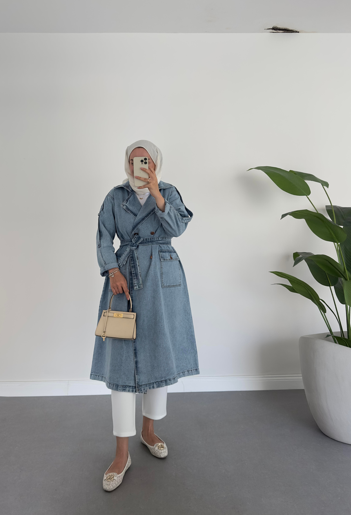 Denim Trençkot Açık Mavi