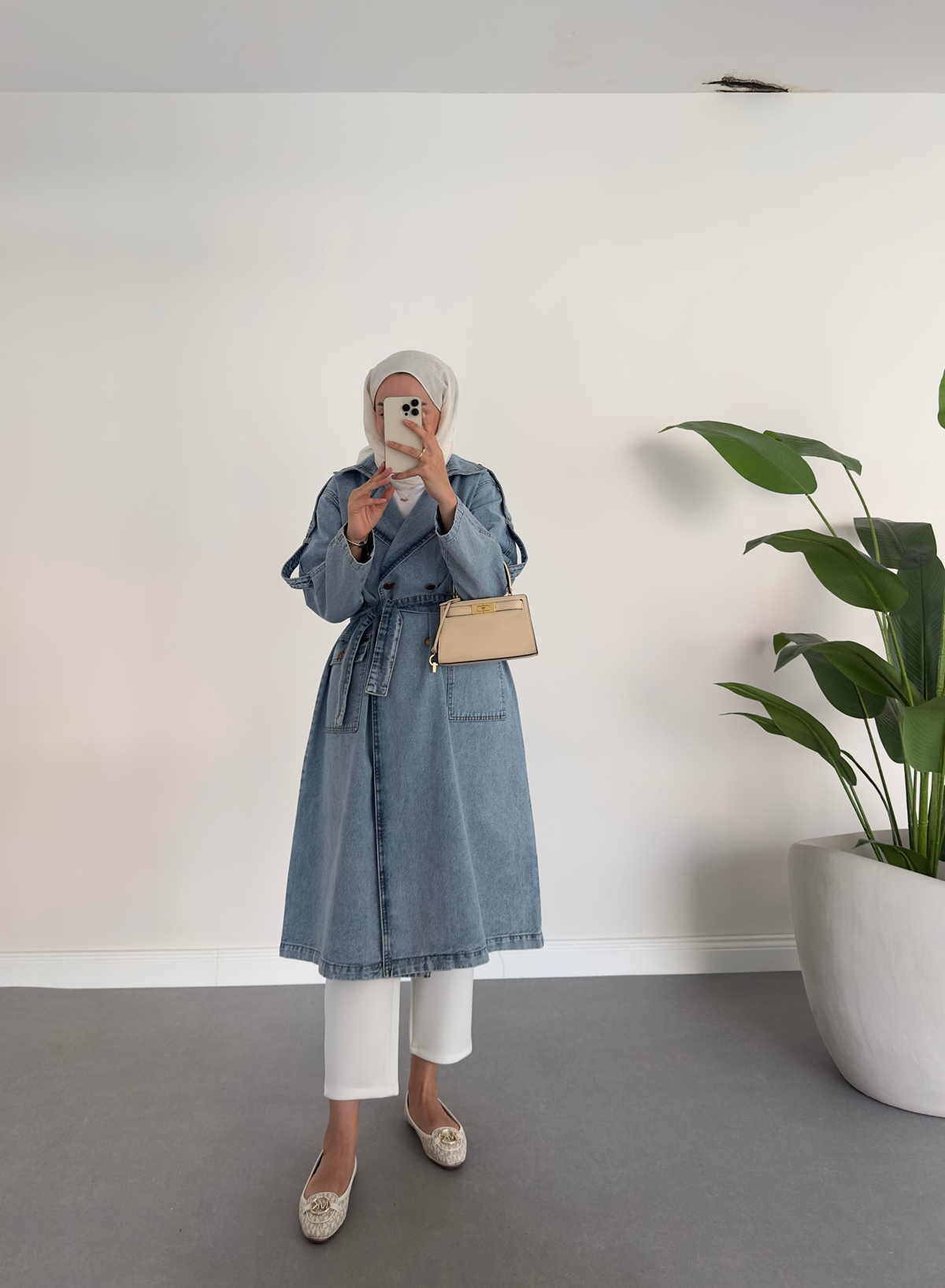 Denim Trençkot Açık Mavi