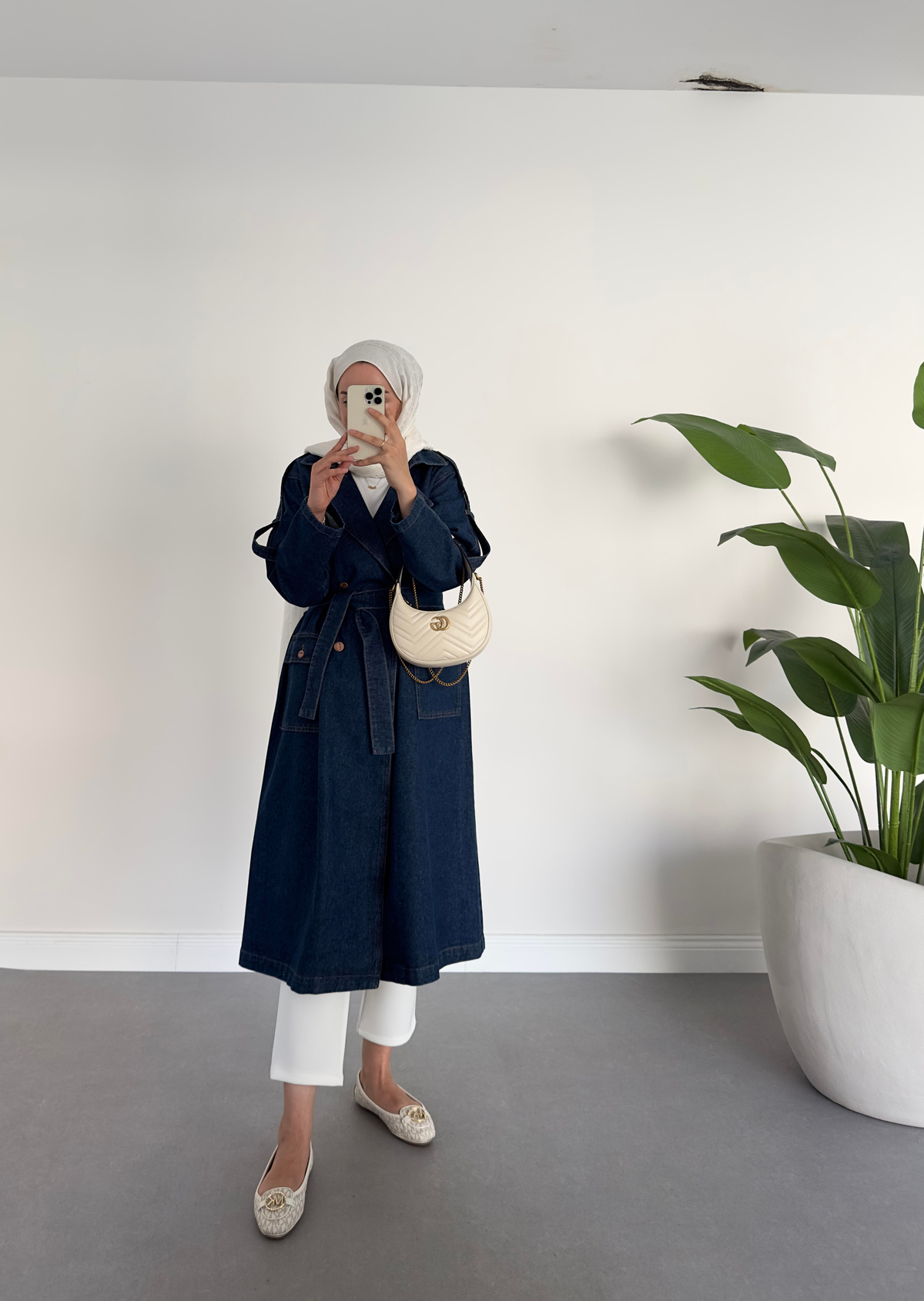 Denim Trençkot Koyu Mavi