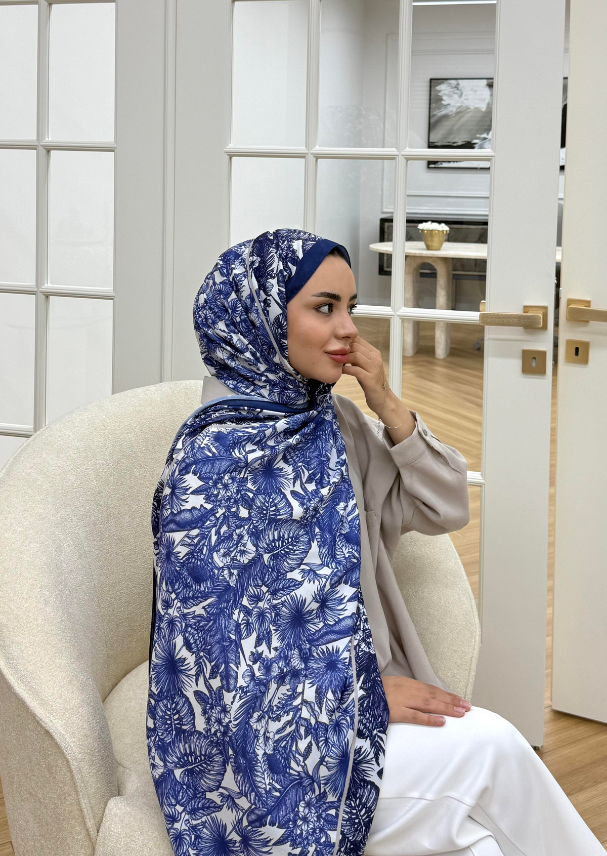 Desenli Pamuk Şal Saks - 5006