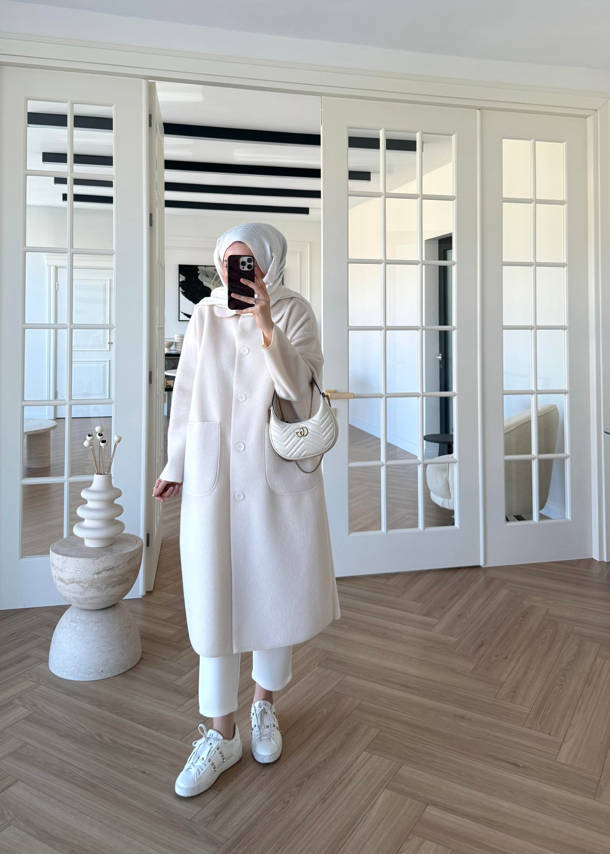 Deve Tüylü Cepli Kaban Ekru