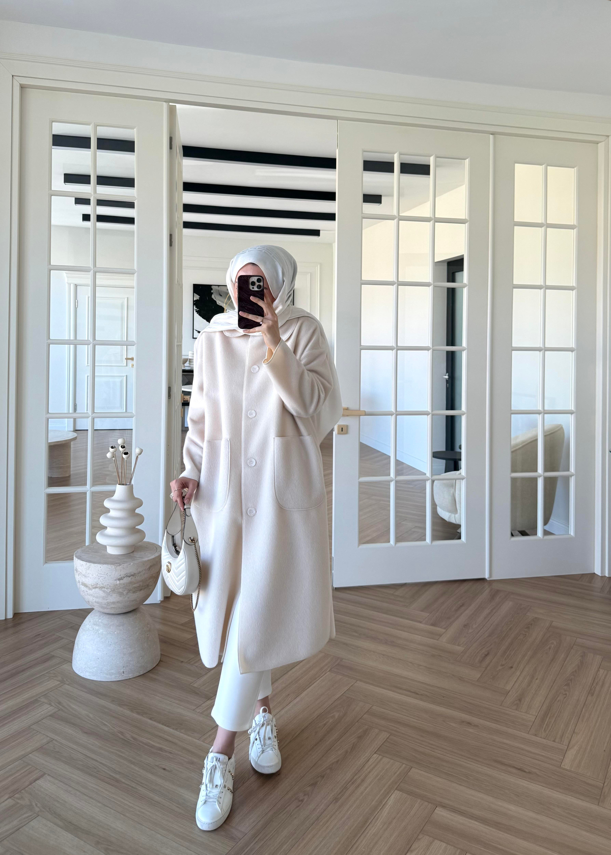 Deve Tüylü Cepli Kaban Ekru