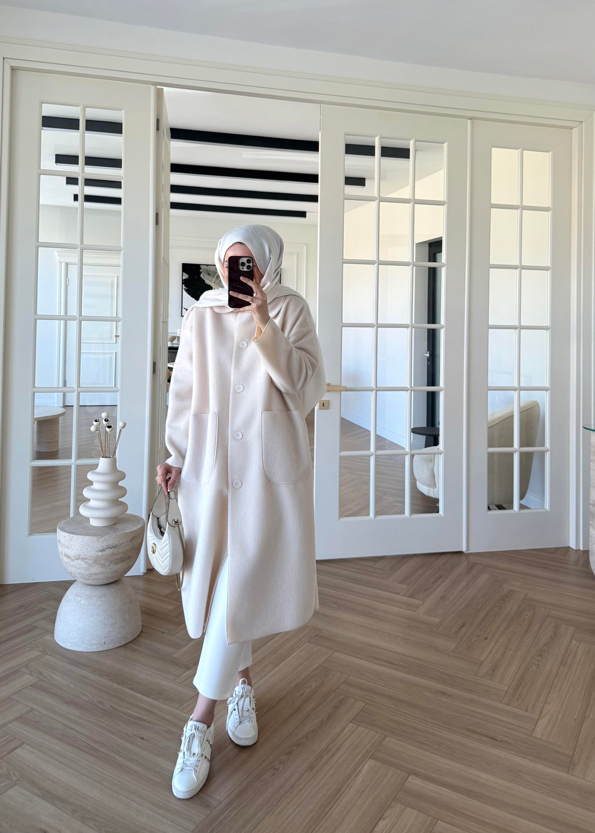 Deve Tüylü Cepli Kaban Ekru