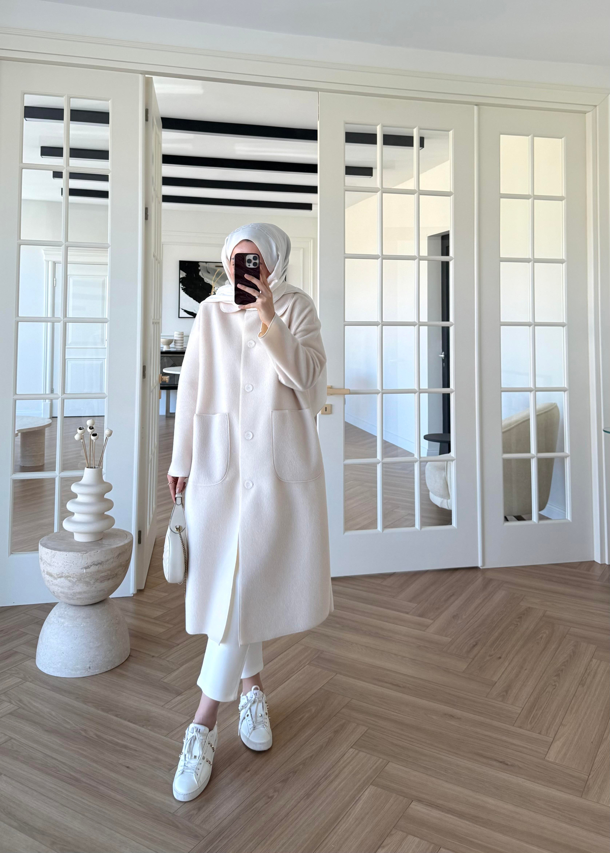 Deve Tüylü Cepli Kaban Ekru