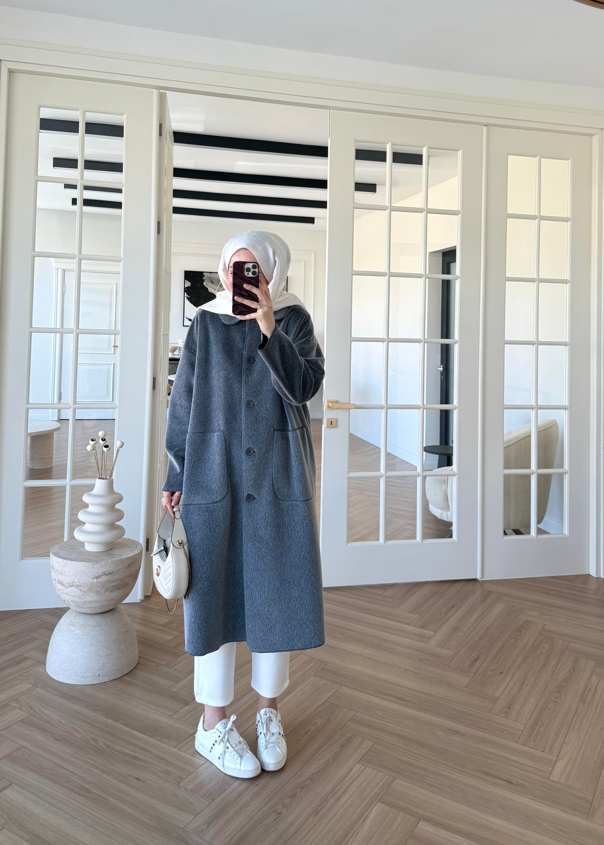 Deve Tüylü Cepli Kaban Gri