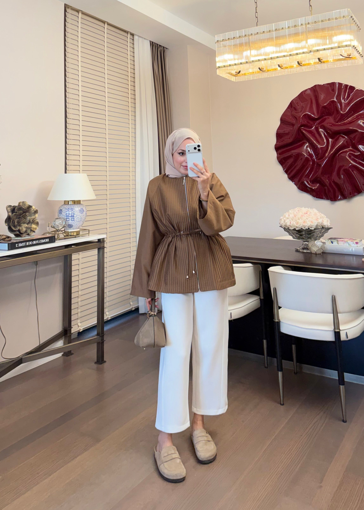 Dikey Çizgi Dokulu Trençkot Olive