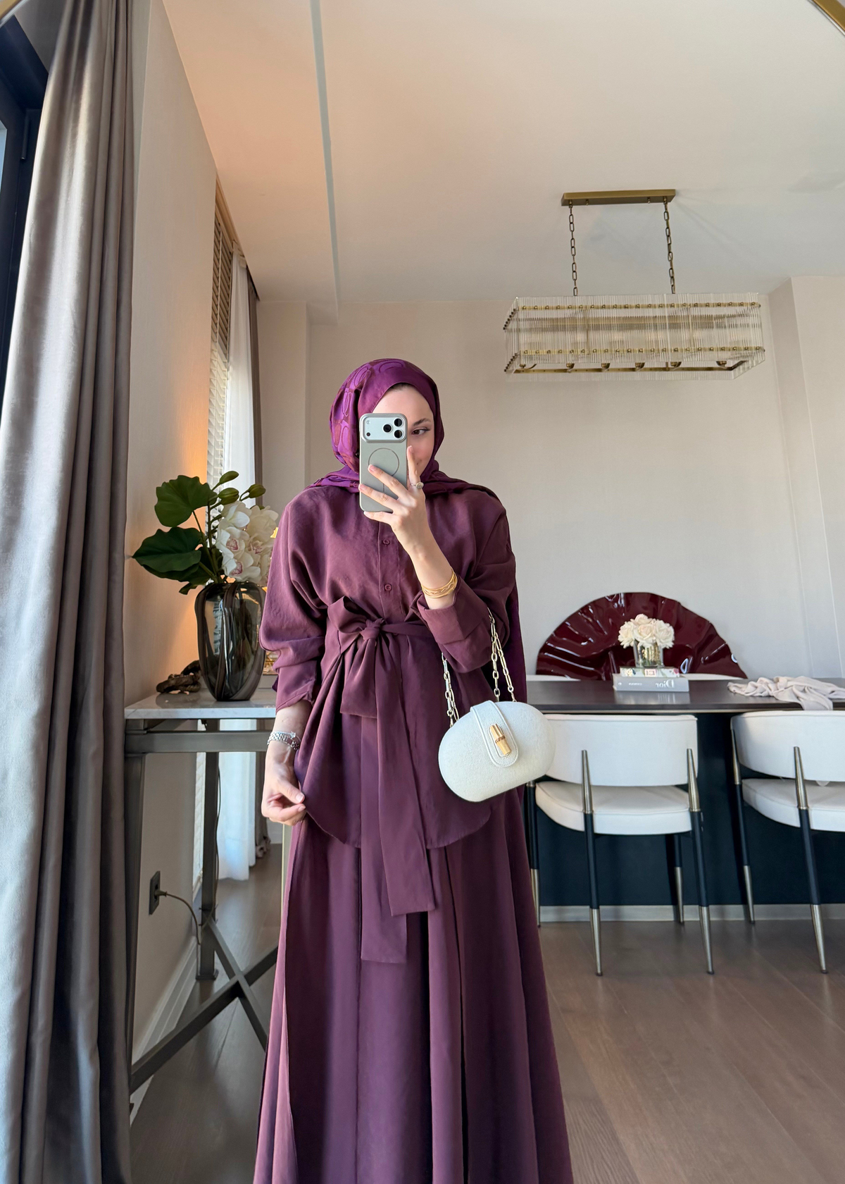 Dikiş Detaylı Bağlamalı Etekli Takım Burgundy