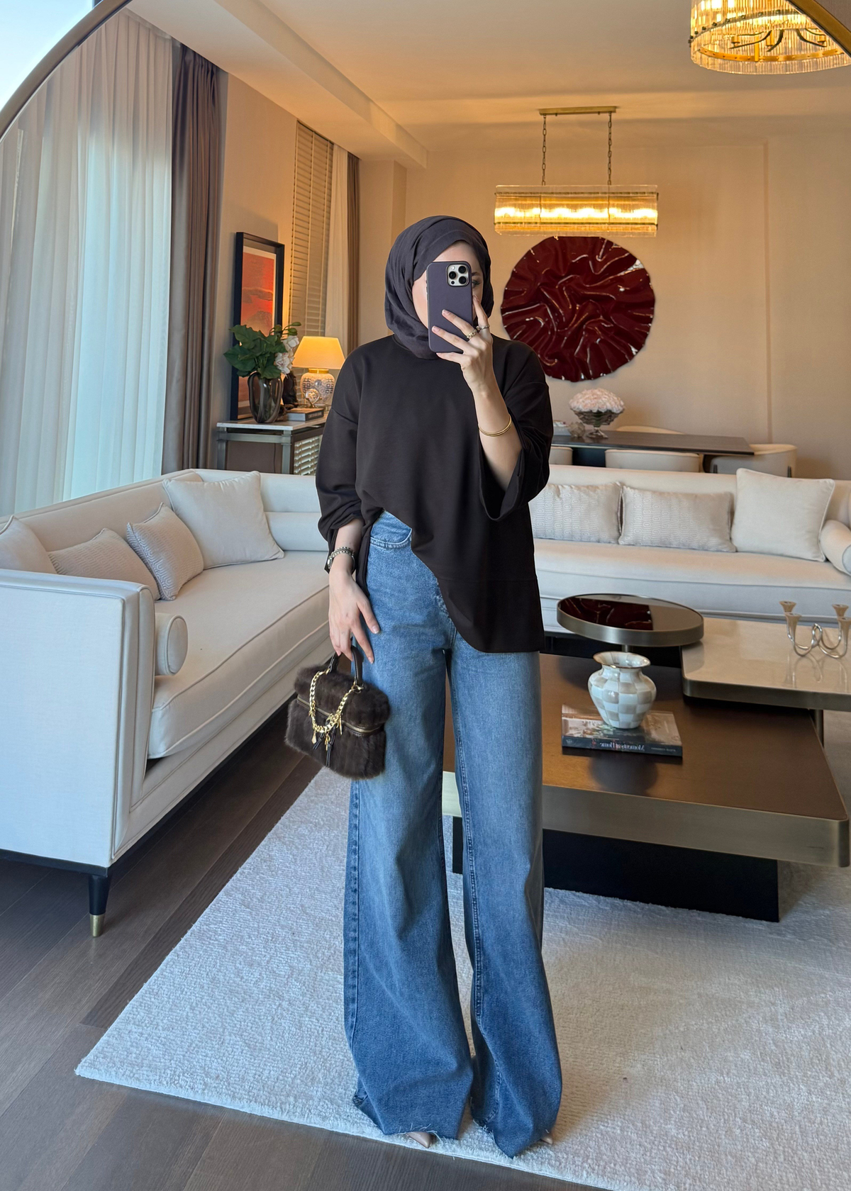 Dökümlü Modal Sweat Acı Kahve