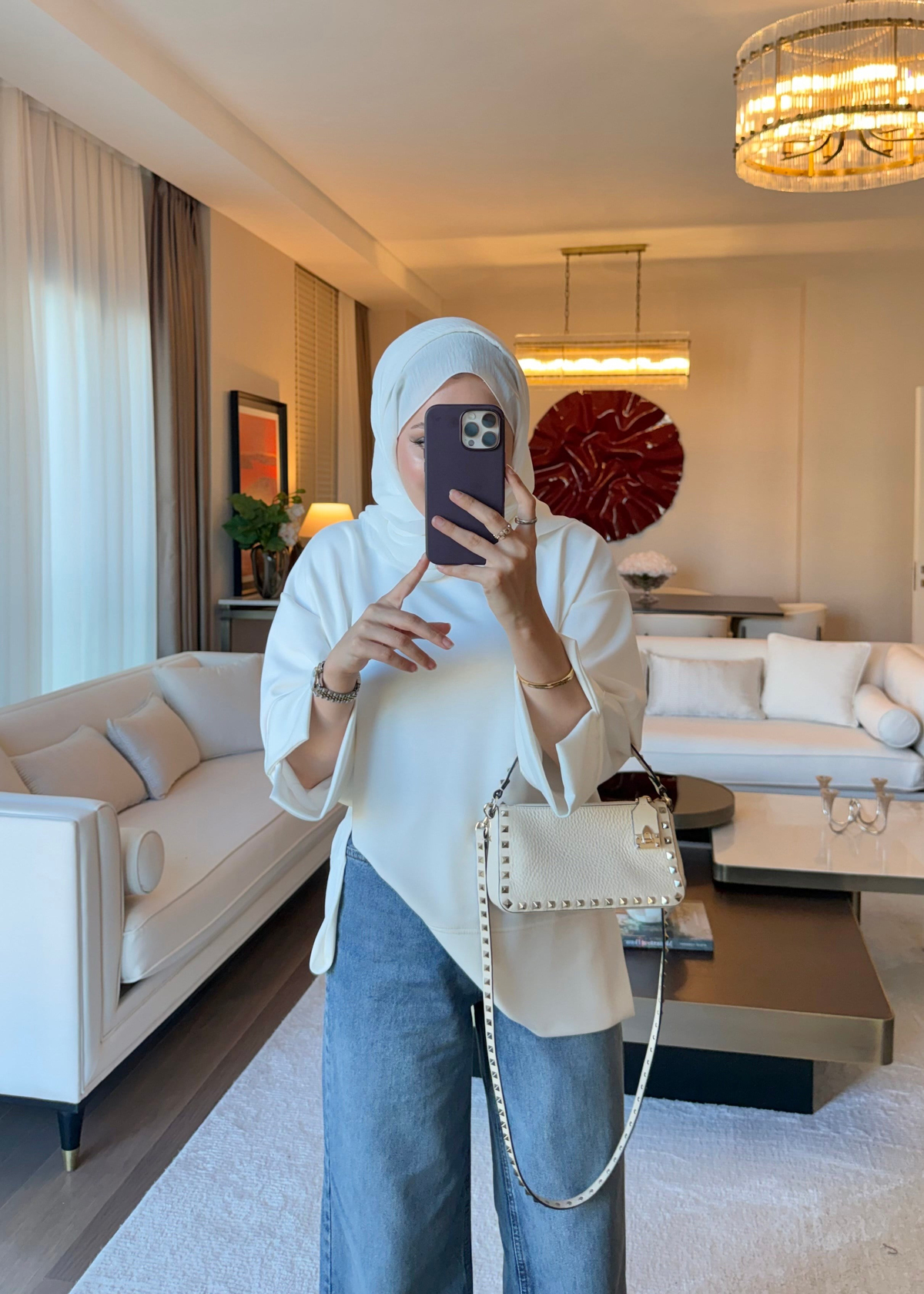 Dökümlü Modal Sweat Ekru