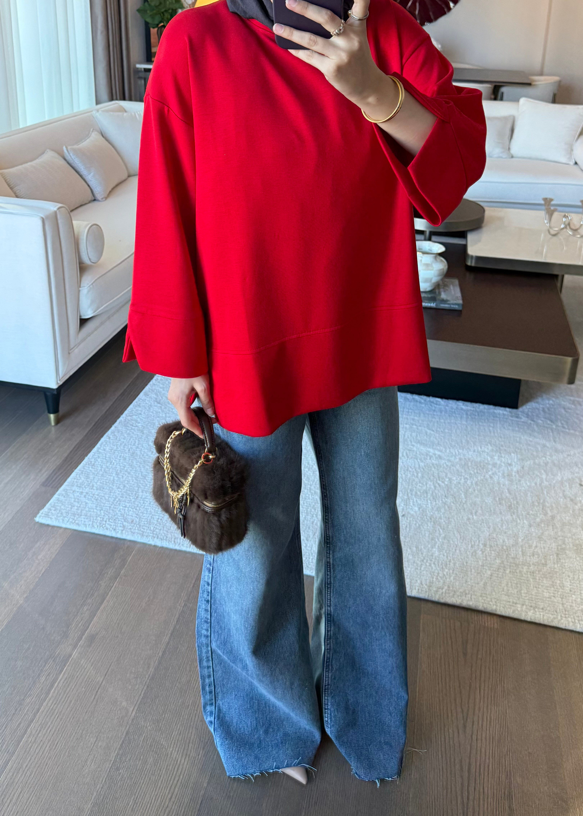 Dökümlü Modal Sweat Kırmızı