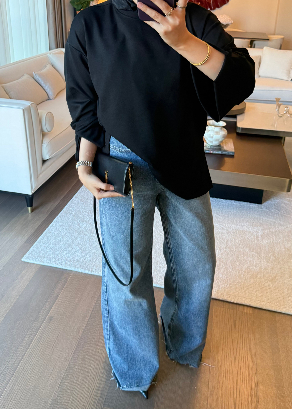 Dökümlü Modal Sweat Siyah
