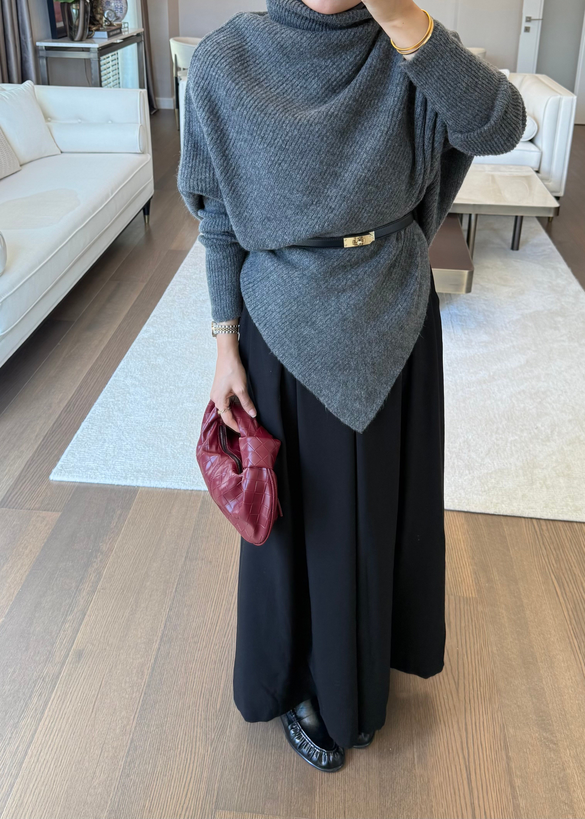 Dökümlü Tencel Pantolon Siyah
