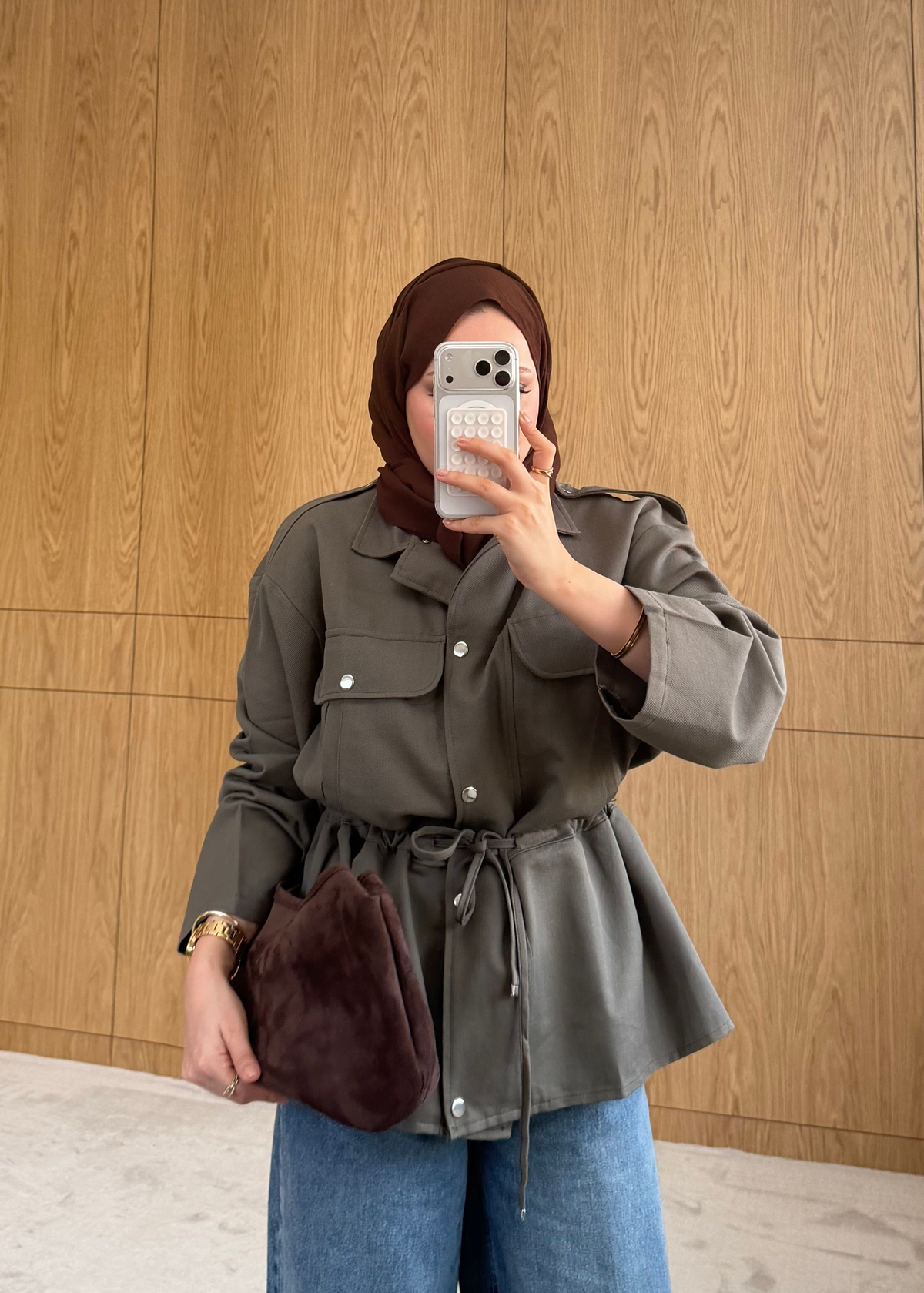 Dört Cepli Çıtçıtlı Ceket Haki