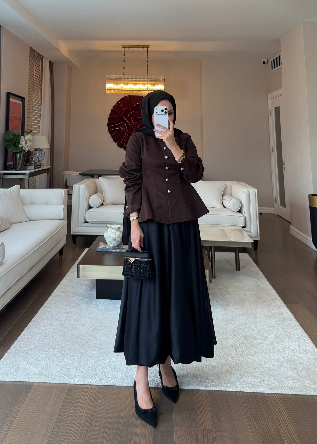 Düğmeli Peplum Form Ceket Kahverengi