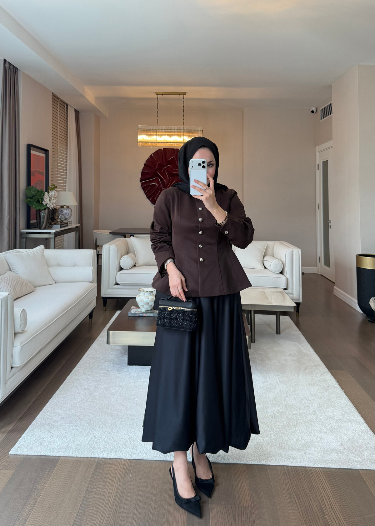 Düğmeli Peplum Form Ceket Kahverengi