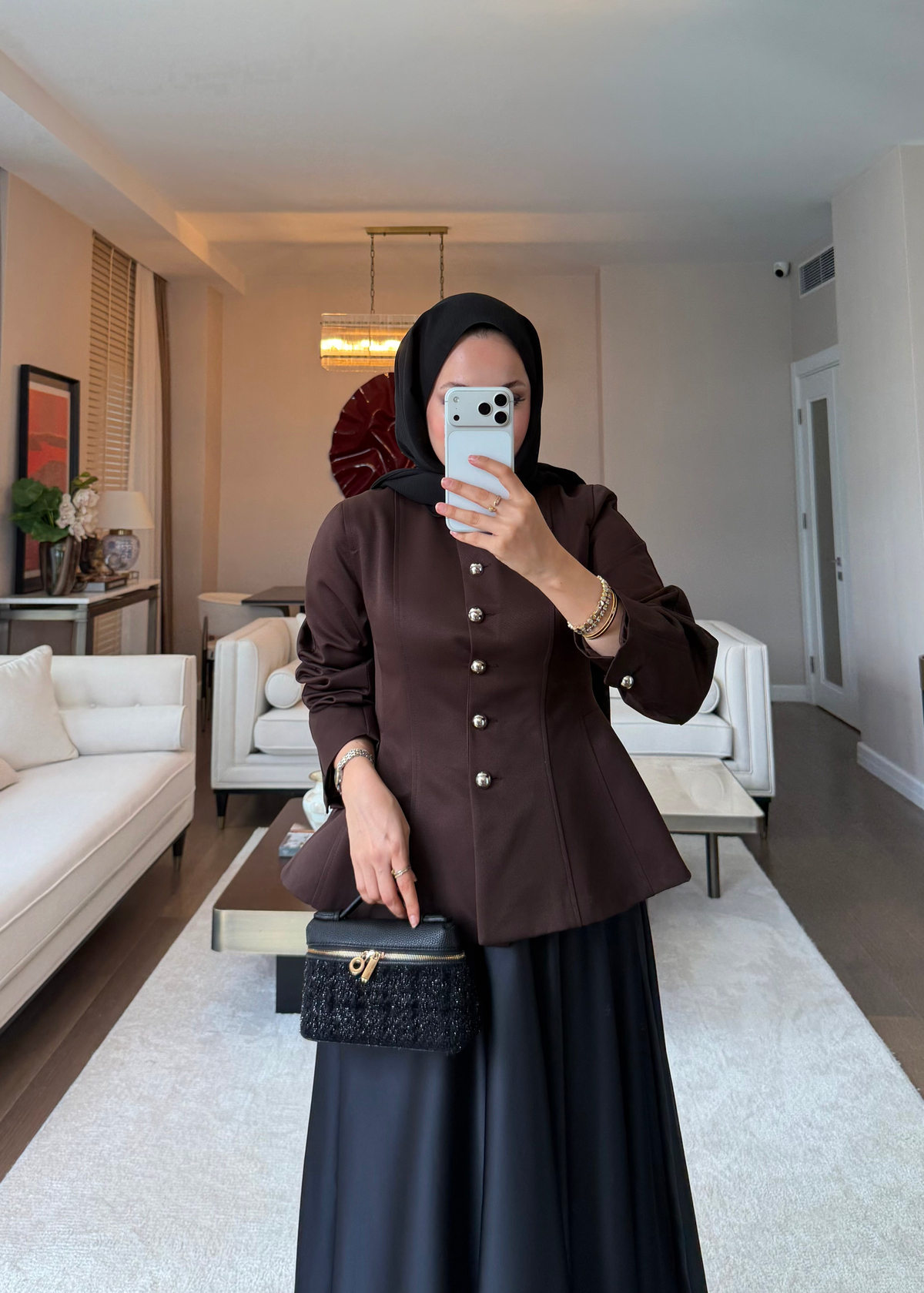 Düğmeli Peplum Form Ceket Kahverengi