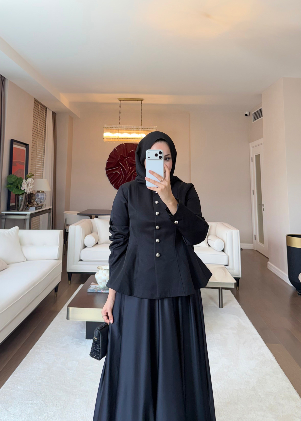 Düğmeli Peplum Form Ceket Siyah