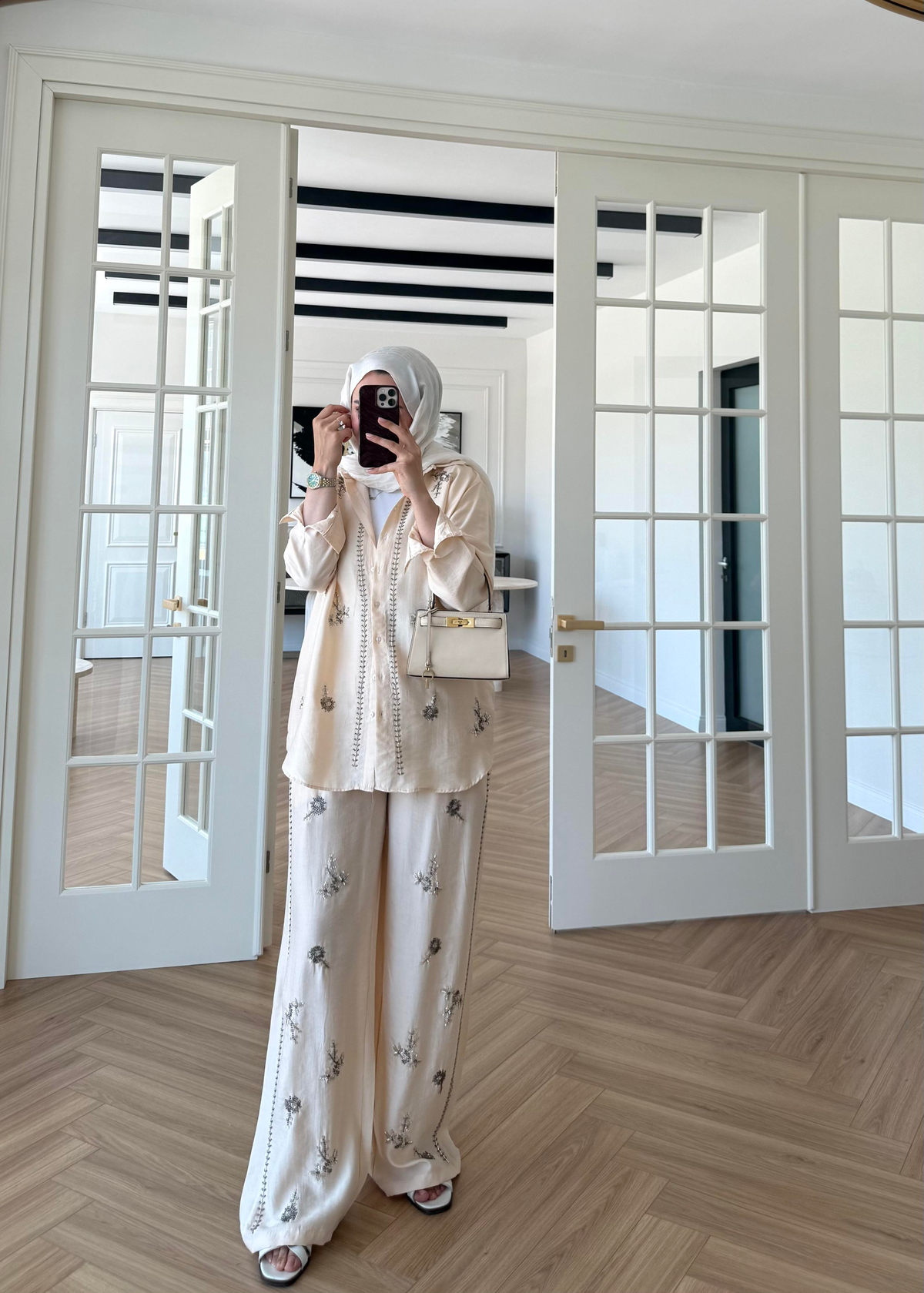 El İşlemeli Pantolon Bej 