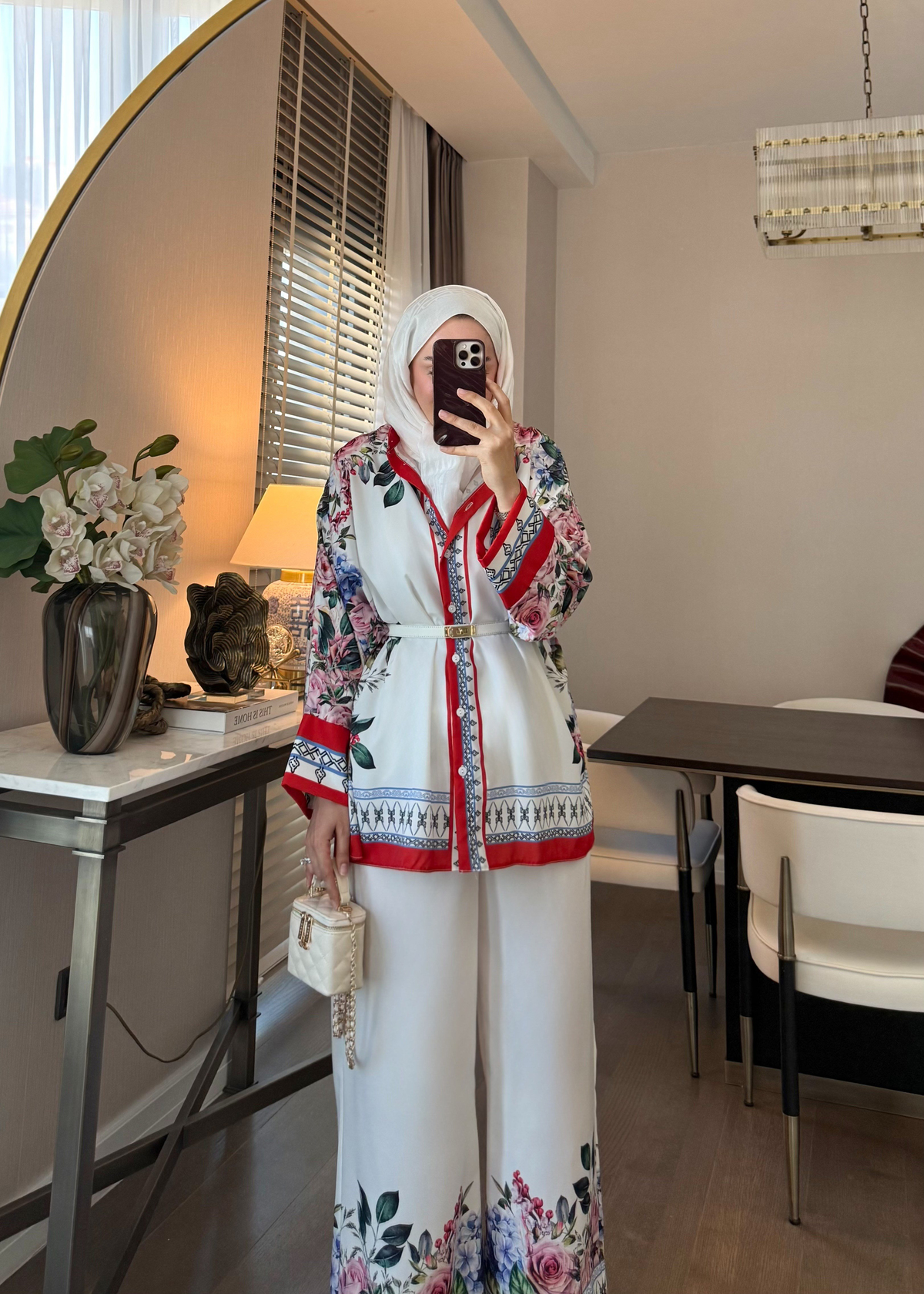 Elanor Desenli Takım Kırmızı