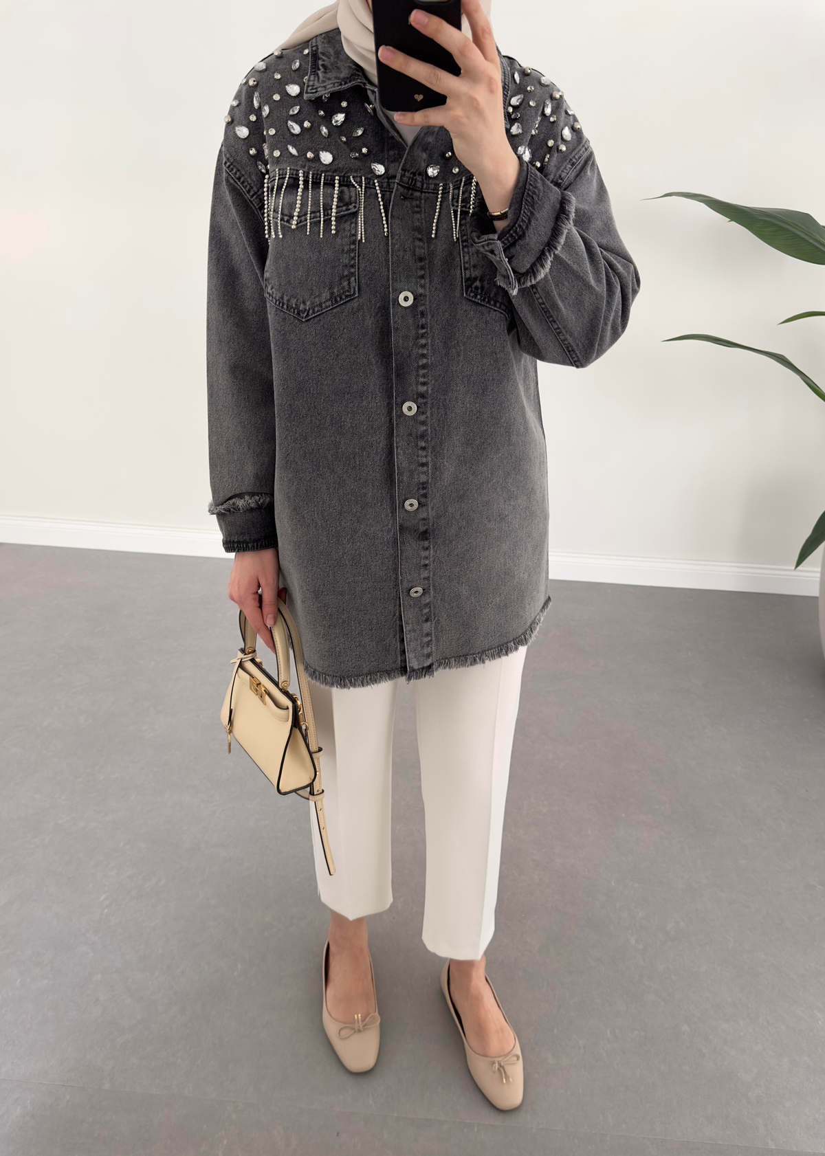 Eliz Denim Ceket Antrasit