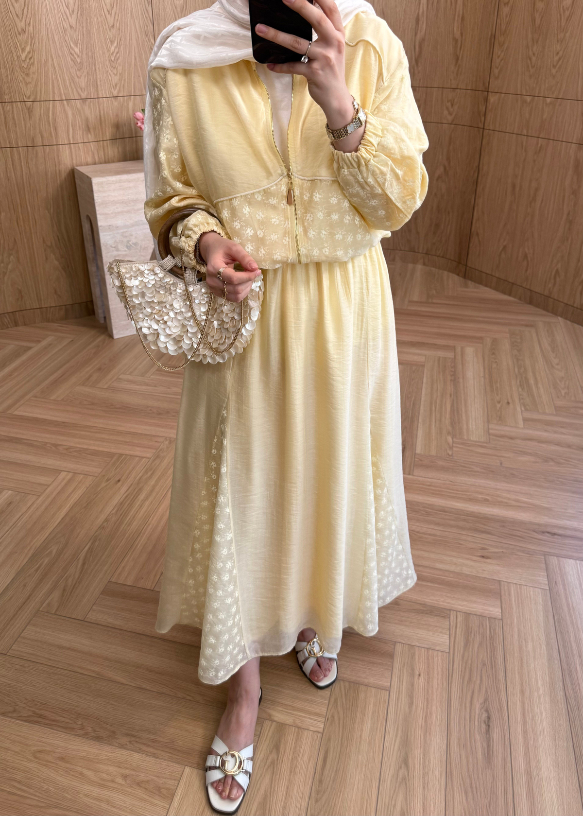 Elora Çiçek Desen Takım Sarı 
