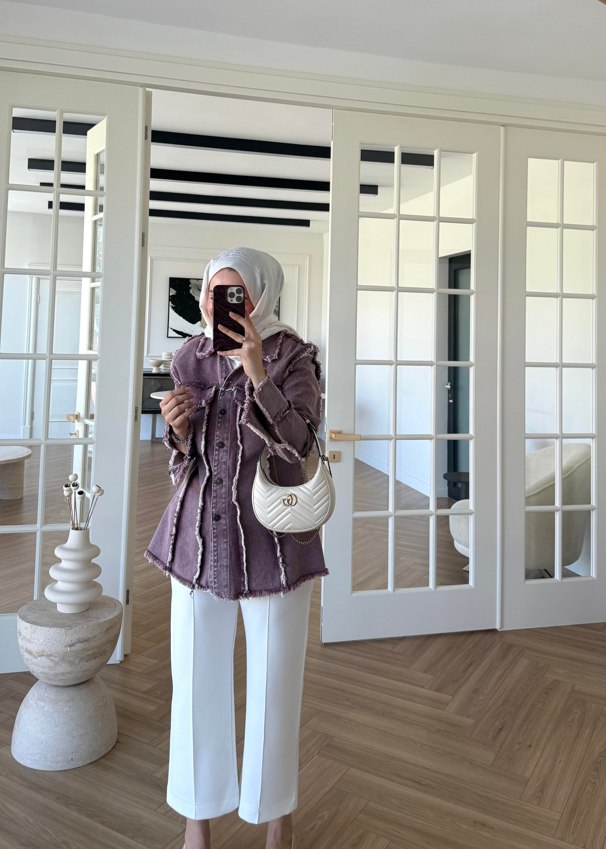 Ester Denim Ceket Mürdüm