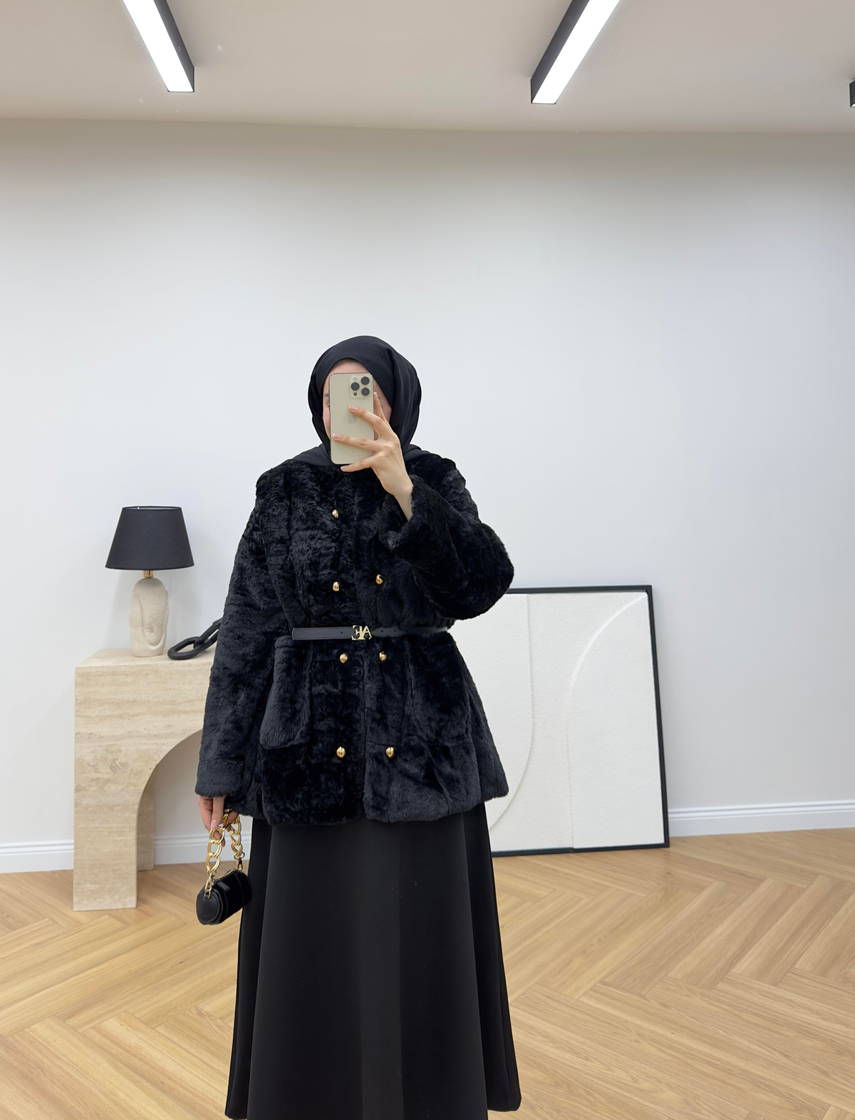 Fayanna Cep Detaylı Kürk Siyah