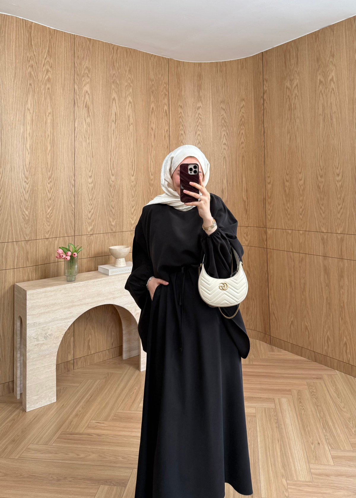Feral Şal Detaylı Elbise Siyah