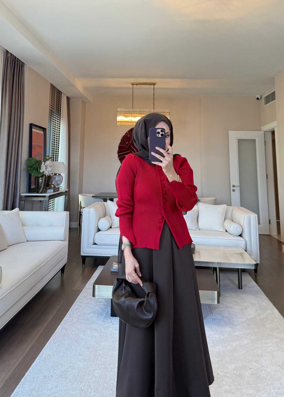 Fitilli Triko Hırka Kırmızı
