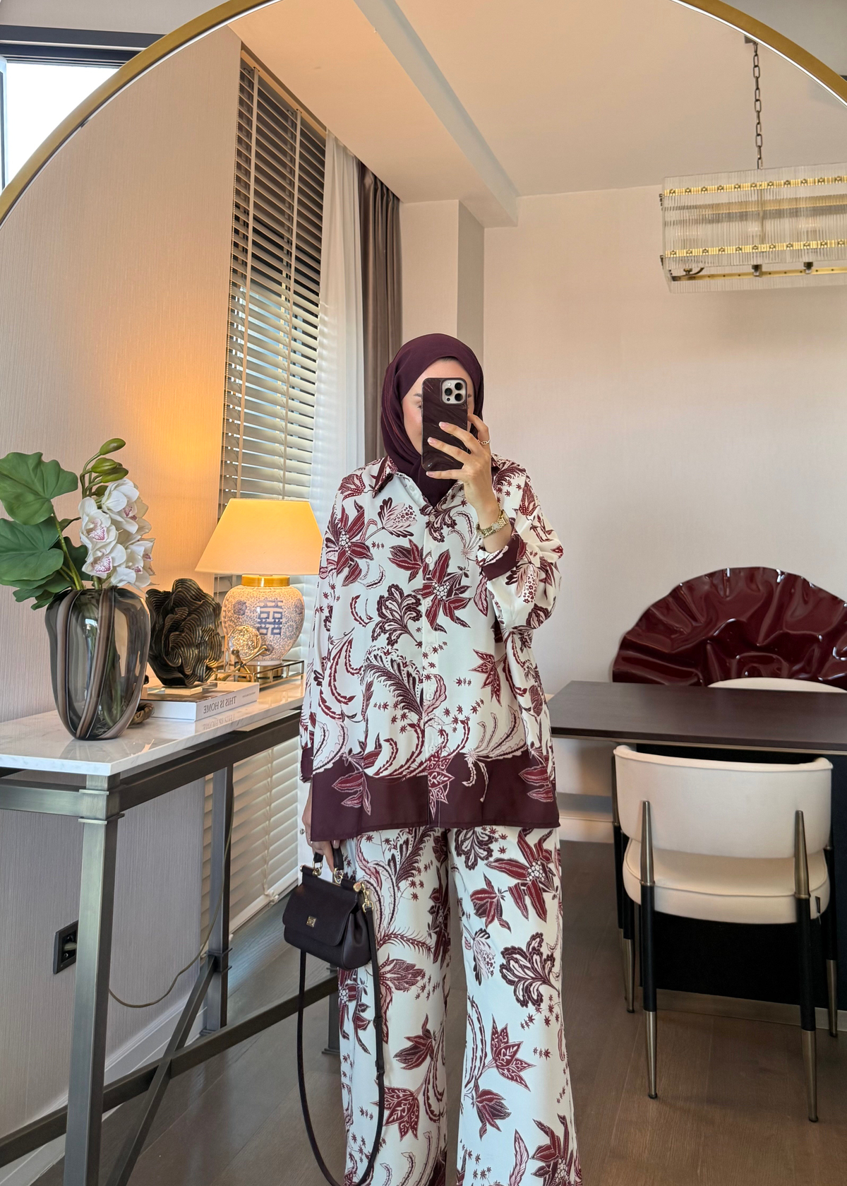 Gisa Desenli Takım Bordo