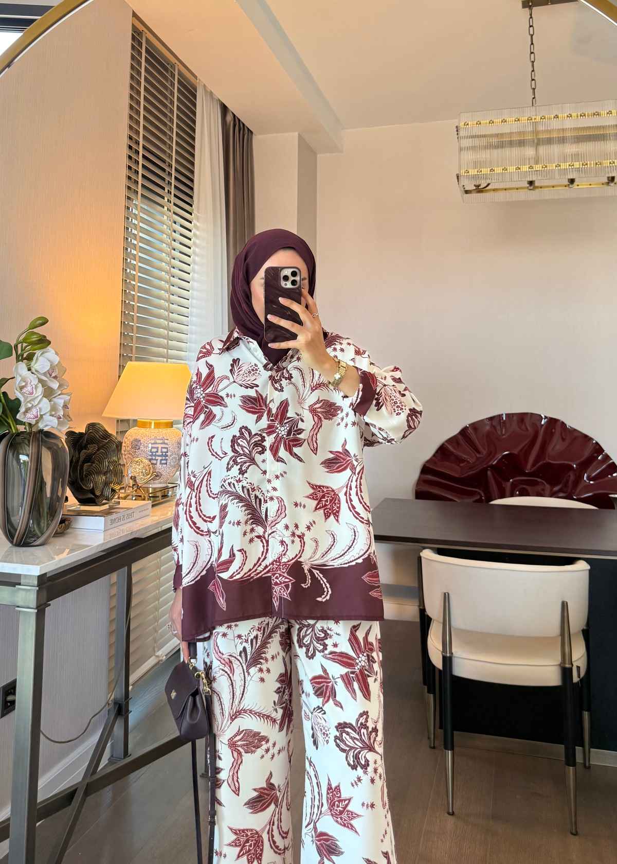 Gisa Desenli Takım Bordo