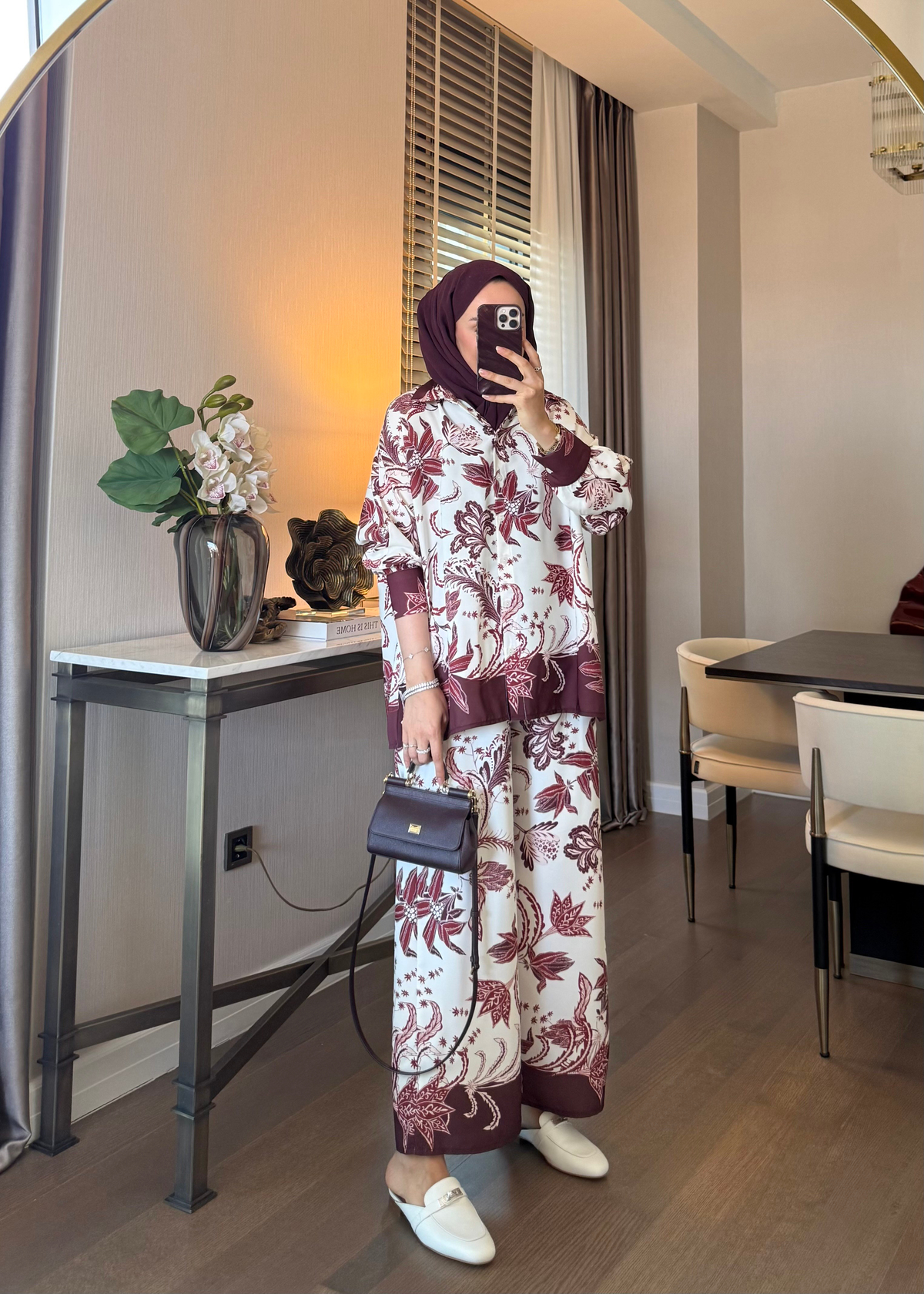 Gisa Desenli Takım Bordo
