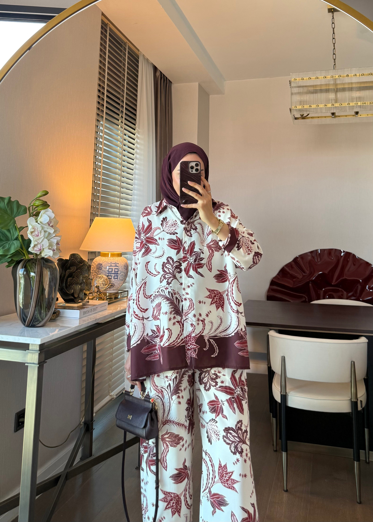 Gisa Desenli Takım Bordo
