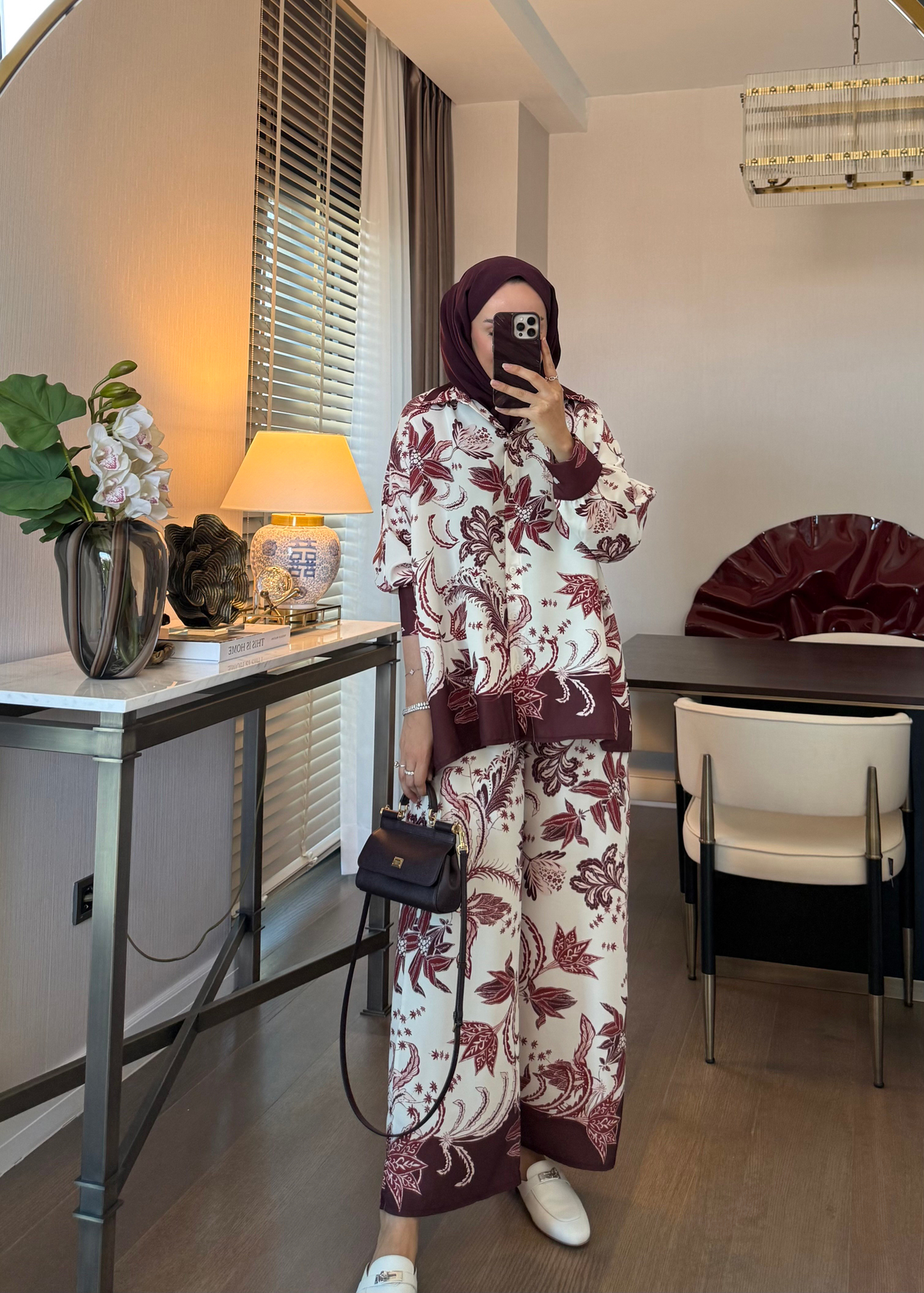 Gisa Desenli Takım Bordo