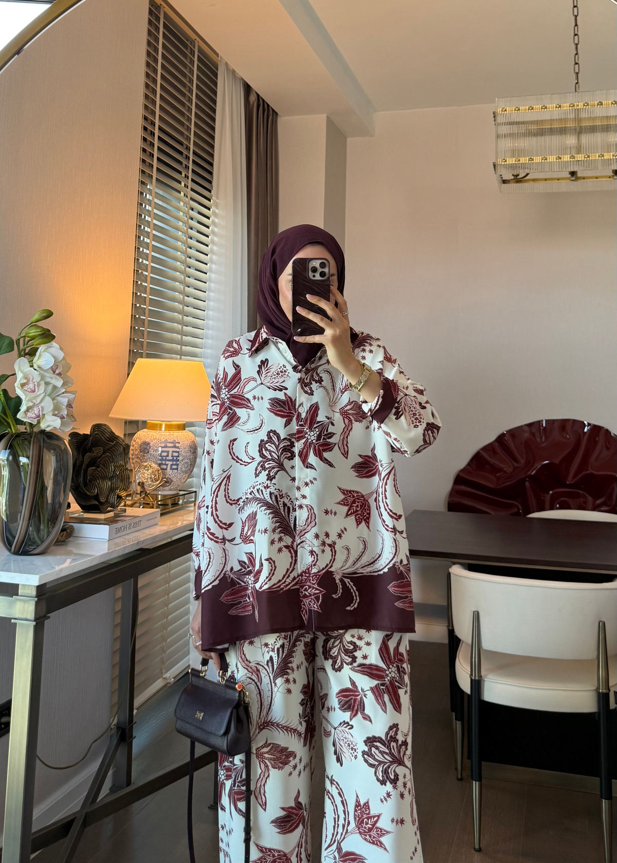 Gisa Desenli Takım Bordo