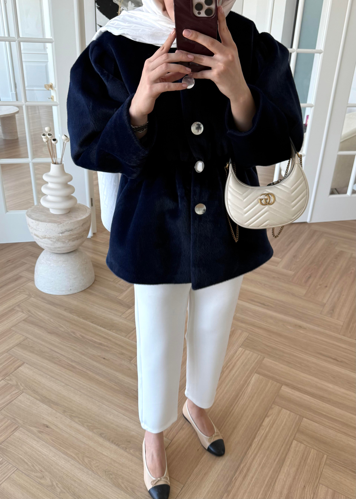 Gold Düğmeli Kaban Lacivert