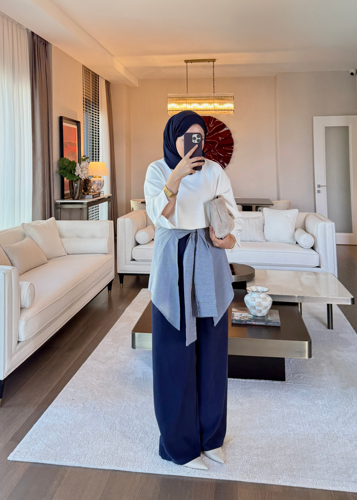 Gömlek Parçalı Dökümlü Pantolon Lacivert