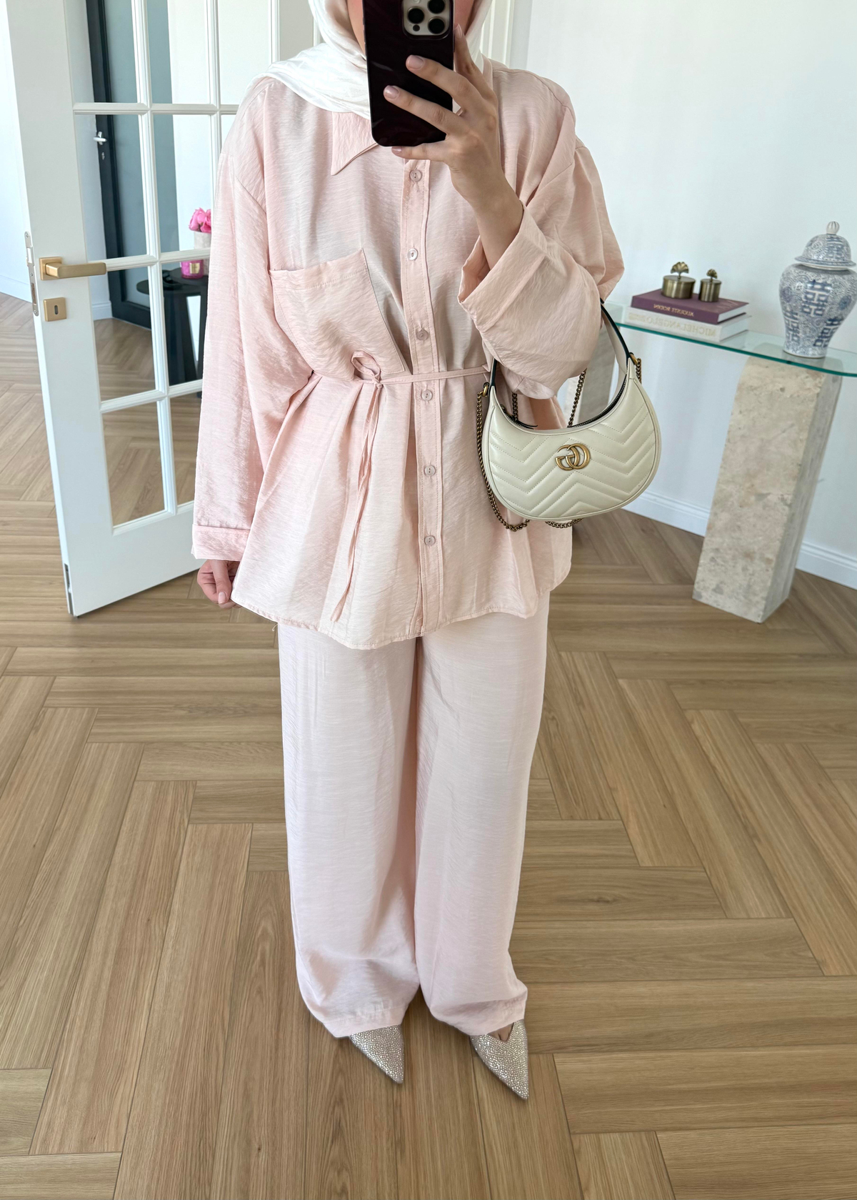 Gömlekli Takım Toz Pembe