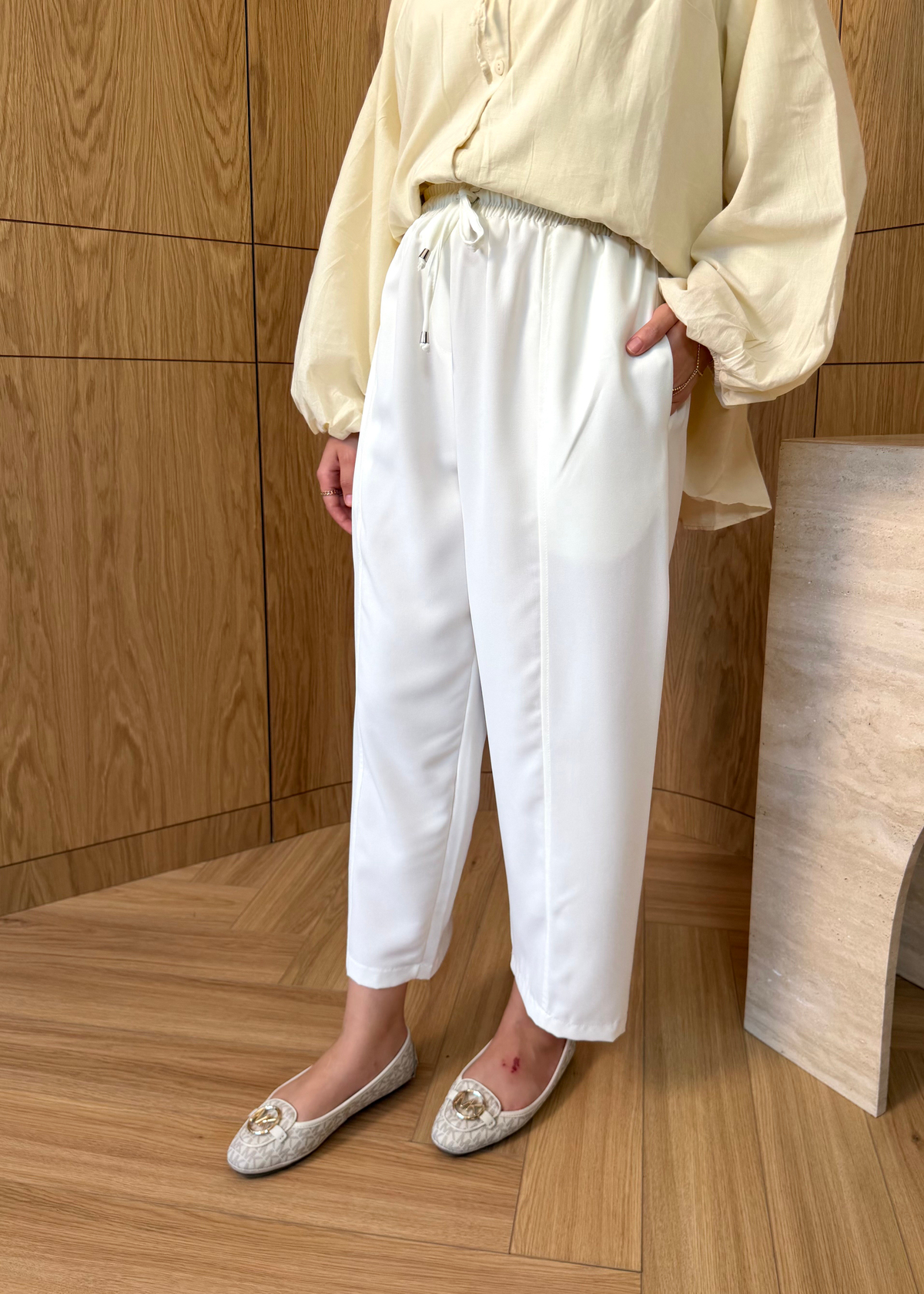 Havuç Kesim Çımalı Krep Pantolon