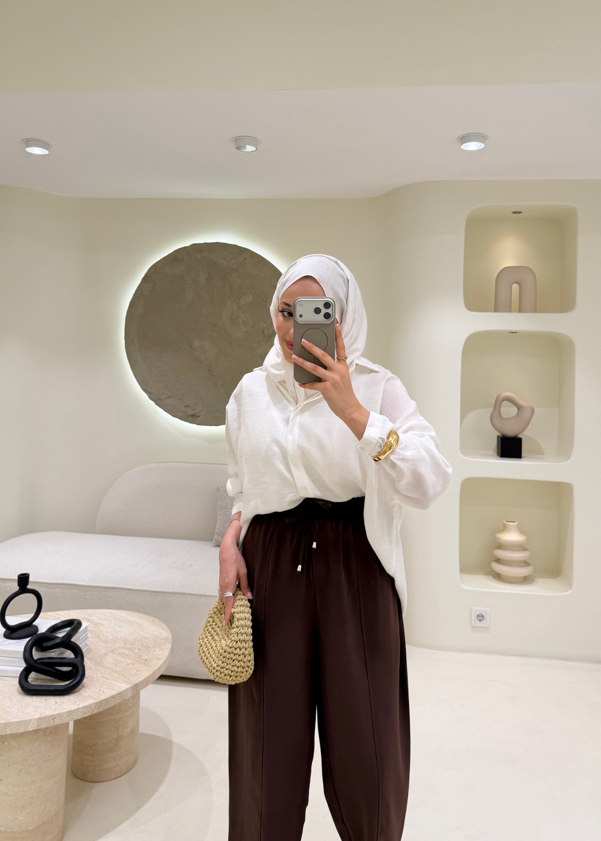 Havuç Kesim Çımalı Krep Pantolon Kahverengi