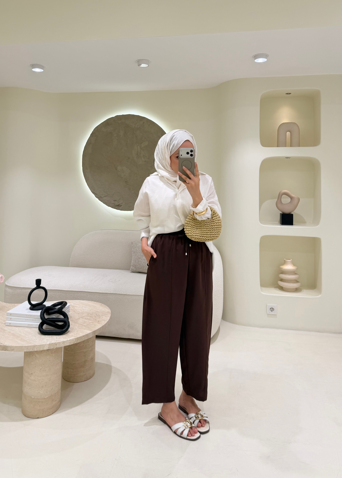 Havuç Kesim Çımalı Krep Pantolon Kahverengi