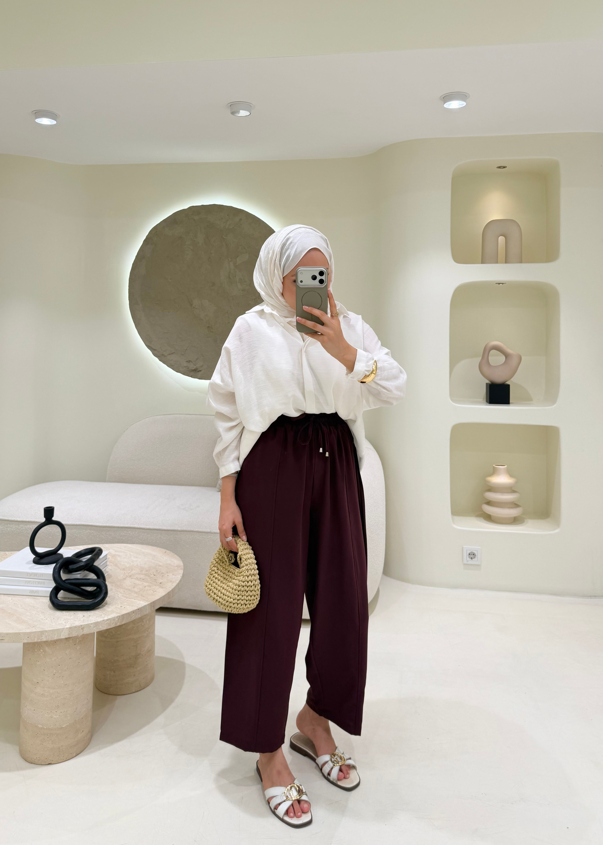 Havuç Kesim Çımalı Krep Pantolon Mürdüm
