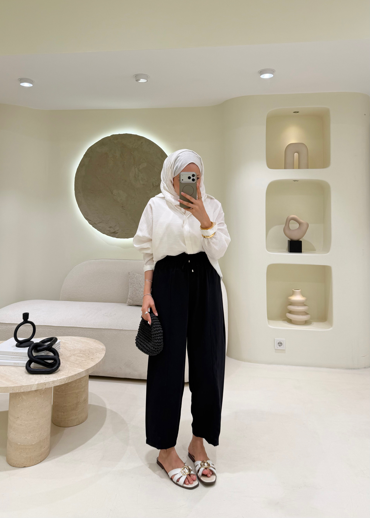 Havuç Kesim Çımalı Krep Pantolon Siyah